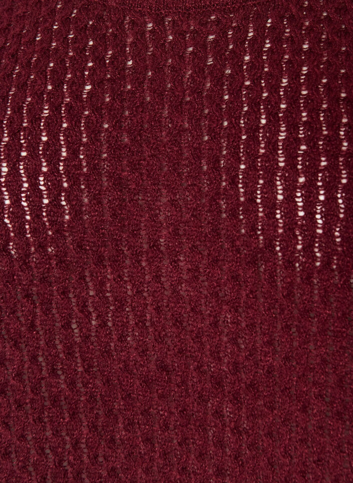 Gebreide blouse met een opengewerkt structuurpatroon, Rood, Packshot image number 2