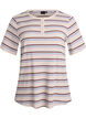 T-shirt met strepen en geribde knoopdetails, Paars, Packshot image number 0