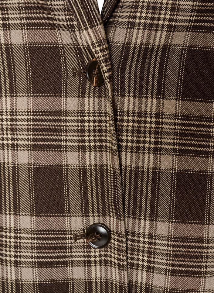 Geruite blazer met zakken en split achteraan, Bruin, Packshot