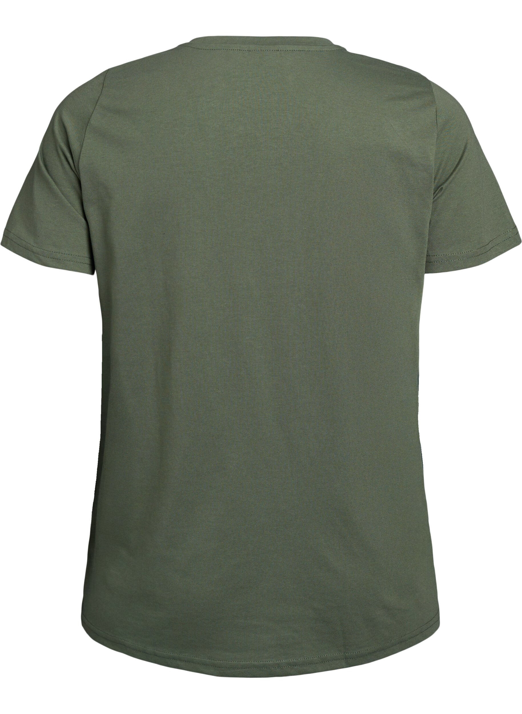 Zizzi T-shirt met korte mouwen en v-hals, Groen, Packshot image number 1