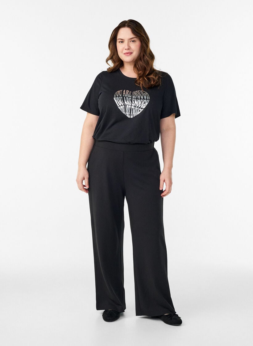 Broek met wijde pijpen, Zwart, Model image number 0