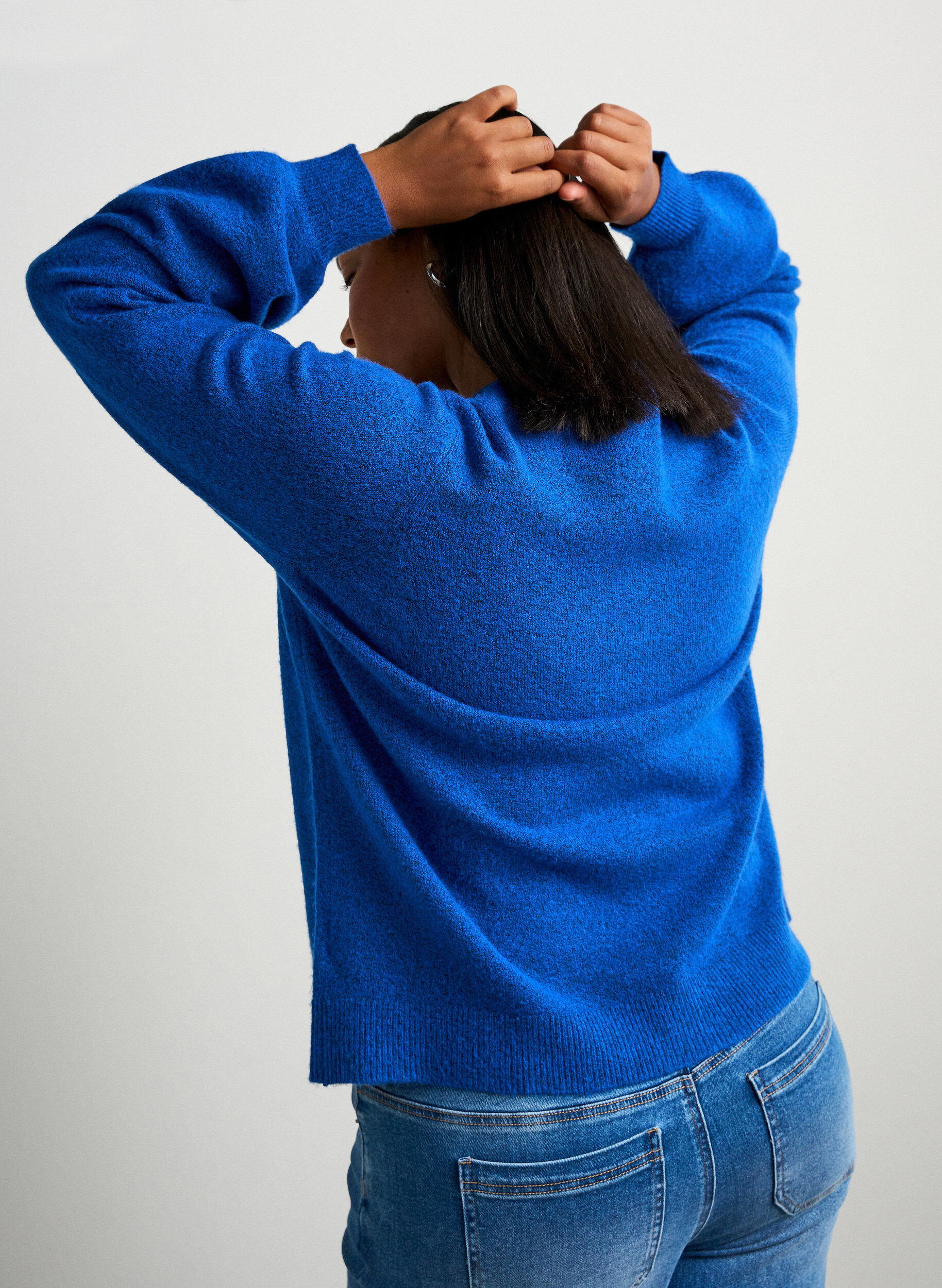 ZizziCardigan in zacht breisel met goudkleurige knopen, Turquoise, Model image number 2