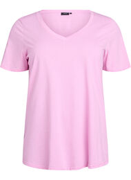 T-shirt met korte mouwen en V-hals, Roze