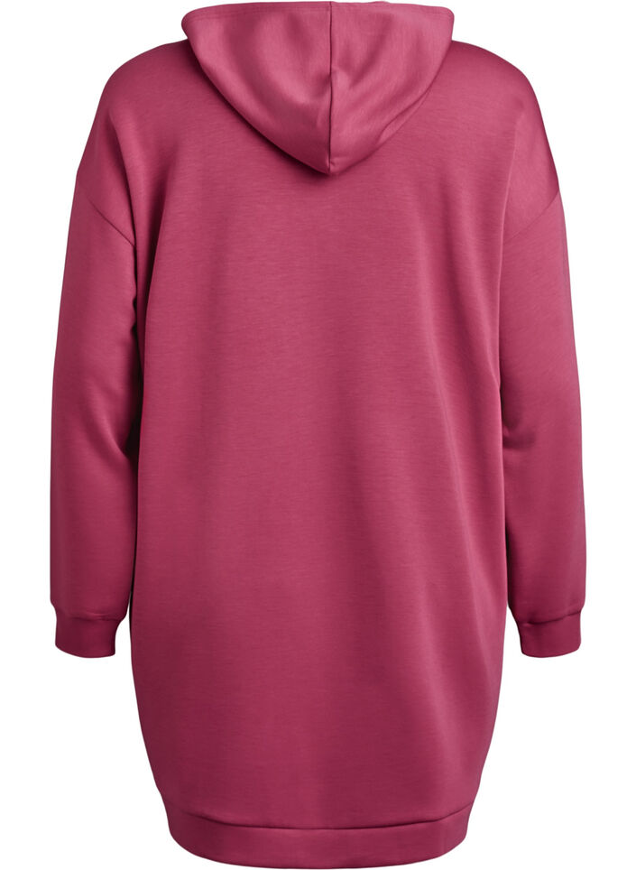 Korte hoodie jurk met een kangoeroezak, Roze, Packshot image number 1