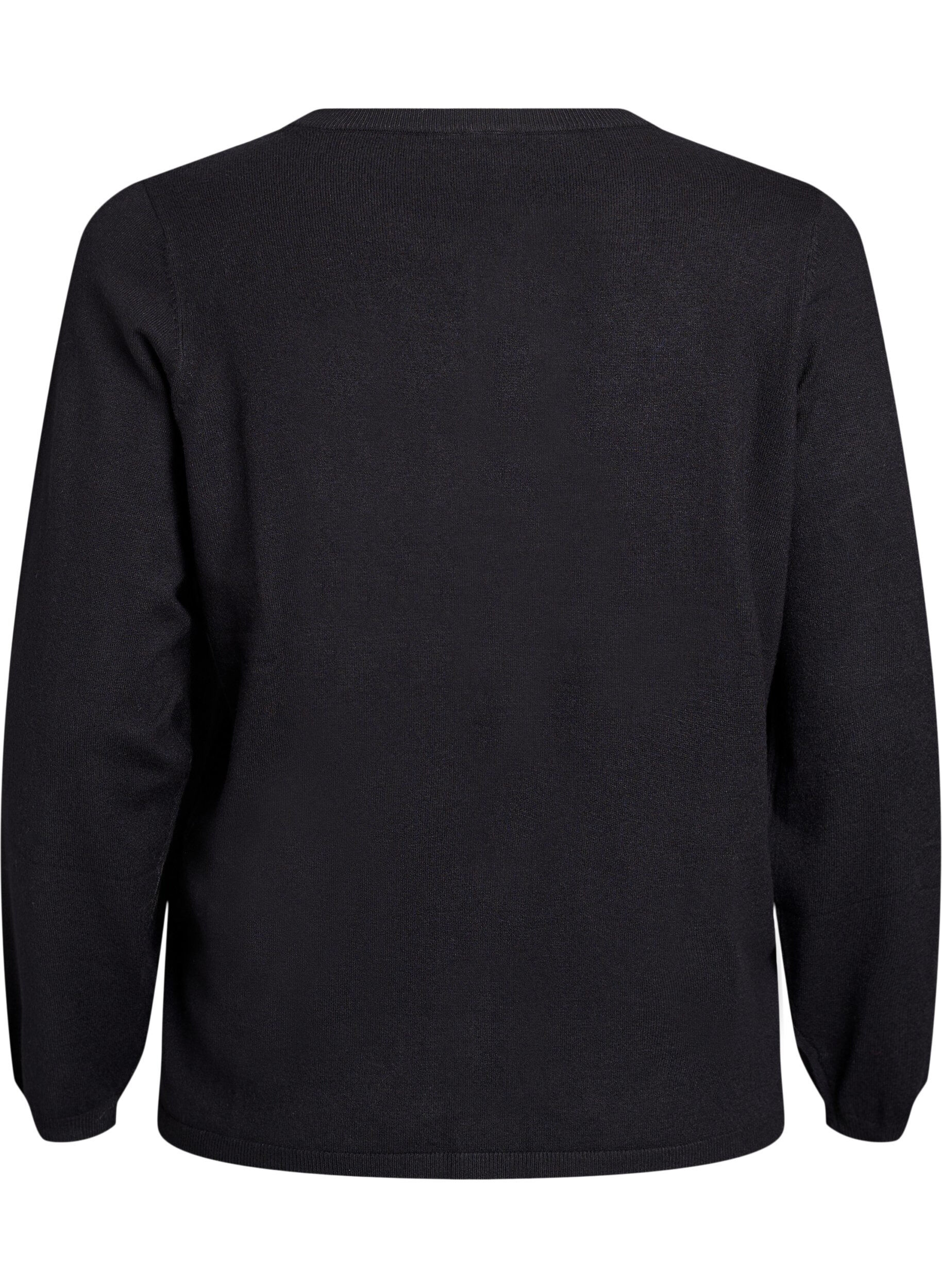 ZizziCardigan met ronde knopen, Zwart, Packshot image number 1