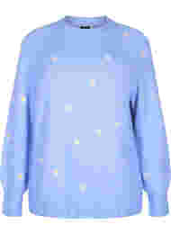 Gebreide trui met geborduurde details, Lavender w. Daisy
