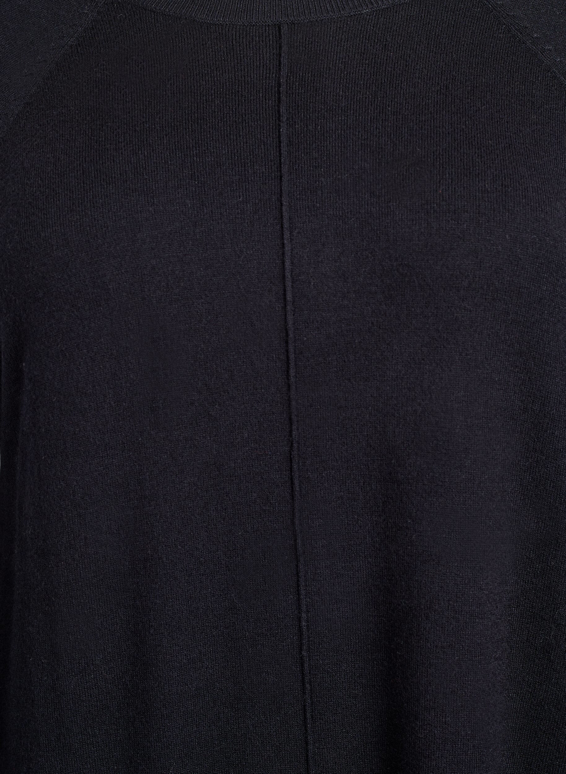 Zizzi Korte gebreide jurk met raglanmouwen en een middennaad, Zwart, Packshot image number 2