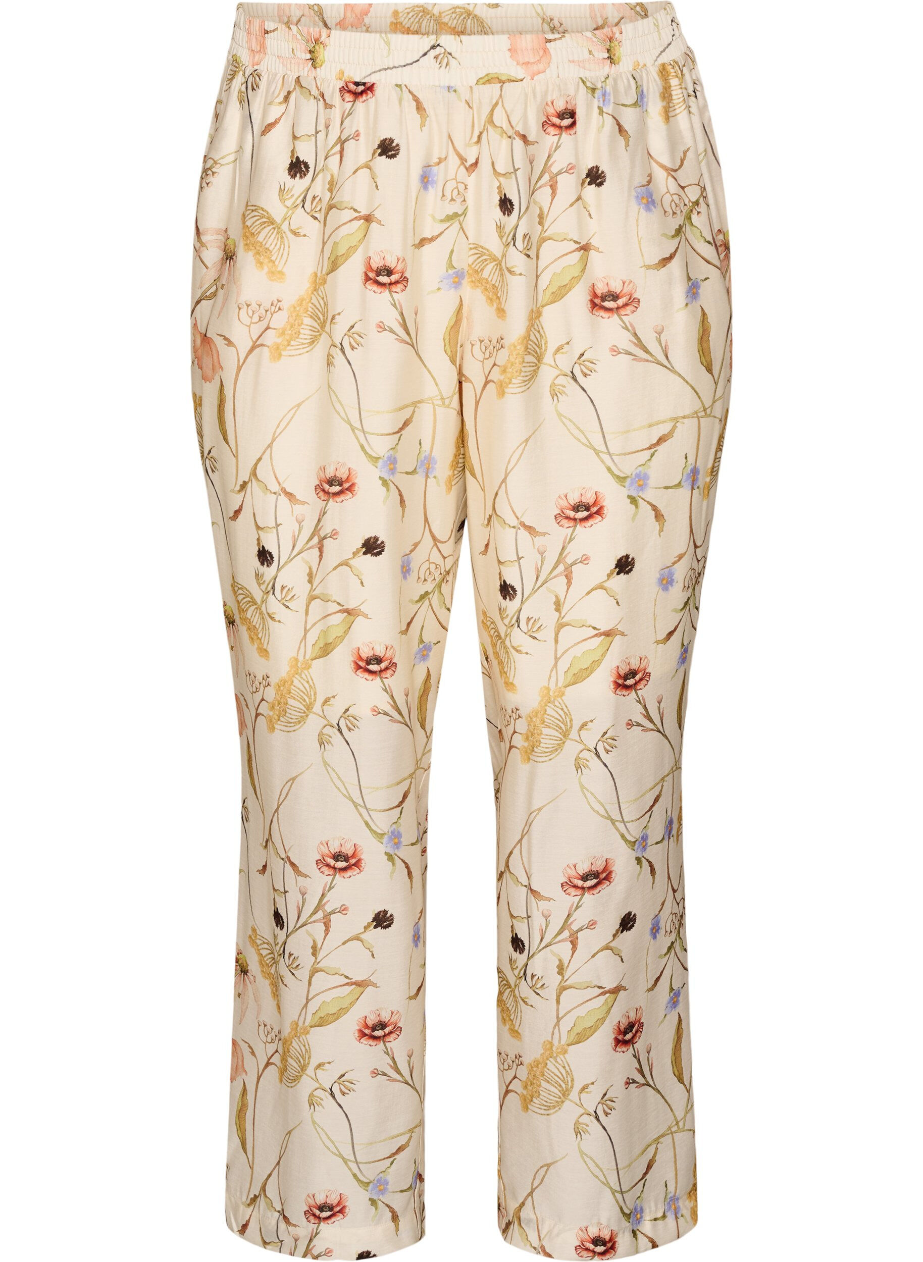 High-waist viscose broek met bloemenprint