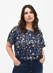 FLASH - T-shirt met bloemenprint, Black Blue Green AOP, Model image number 0