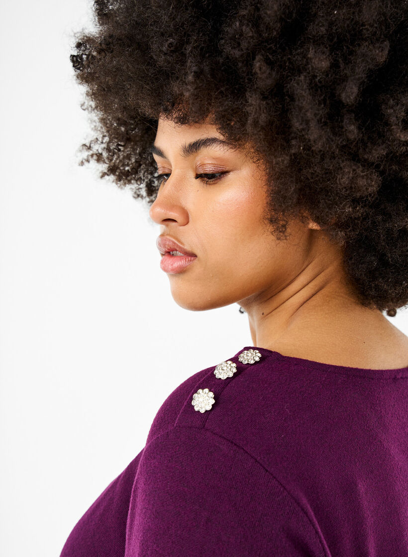 Blouse met decoratieve knopen, Paars, Model image number 3
