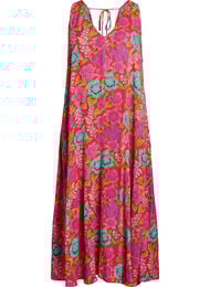 A-lijn maxi-jurk zonder mouwen met een V-hals, Rood