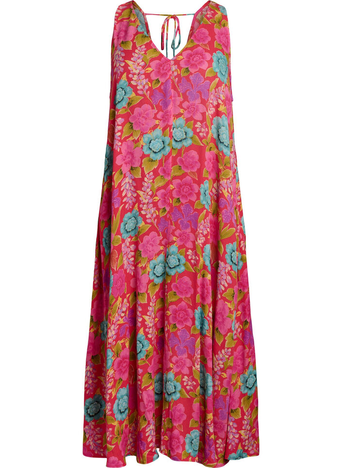 A-lijn maxi-jurk zonder mouwen met een V-hals, Rood, Packshot image number 0