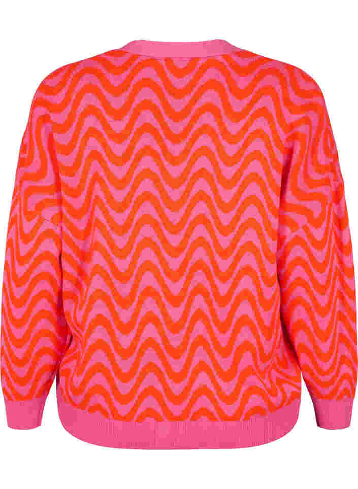 Gebreid vest met patroon en knopen, Hot Pink Comb., Packshot image number 1