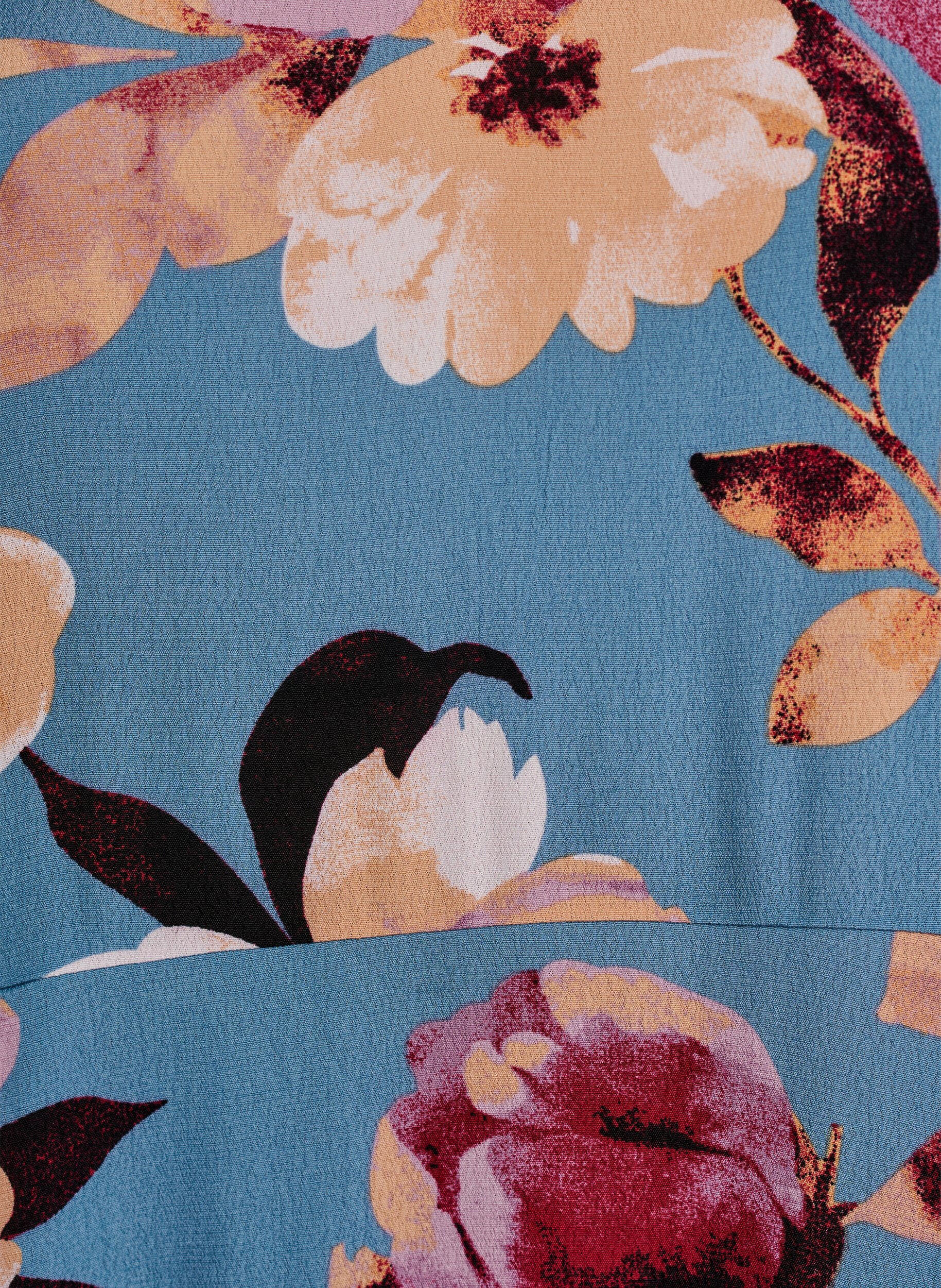 Zizzi Midi-jurk met bloemenprint en 3/4 mouwen, Blauw, Packshot image number 2