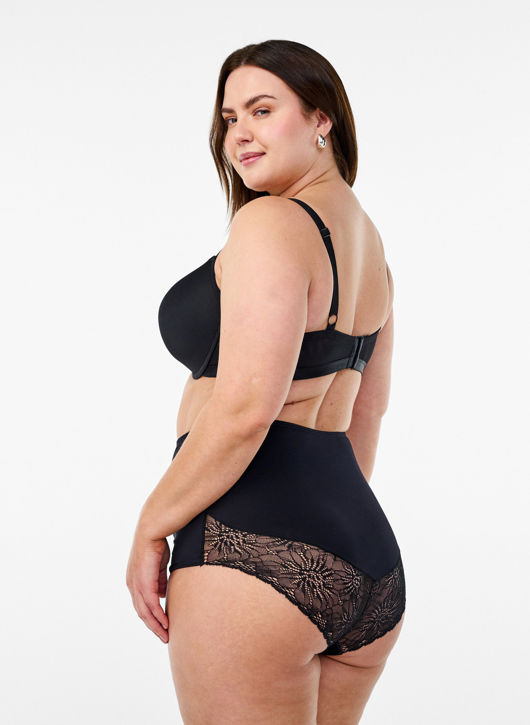 Zizzi Vormgevende slip van microvezel met een super hoge taille, Zwart, Model image number 2