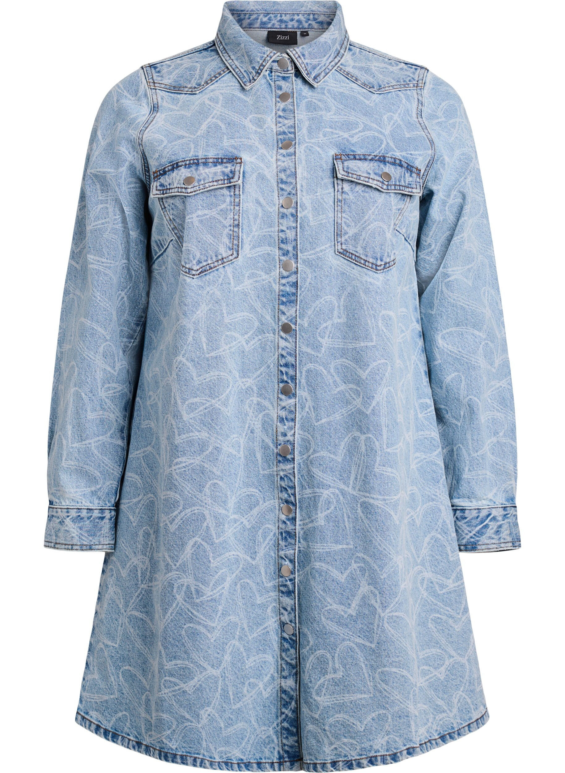 Denim jurk met hartjespatroon