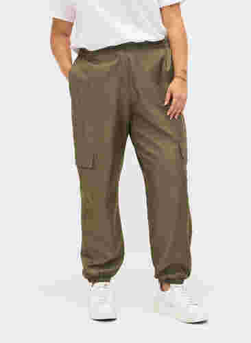 Cargo broek met zakken, Dusty Olive, Model image number 2