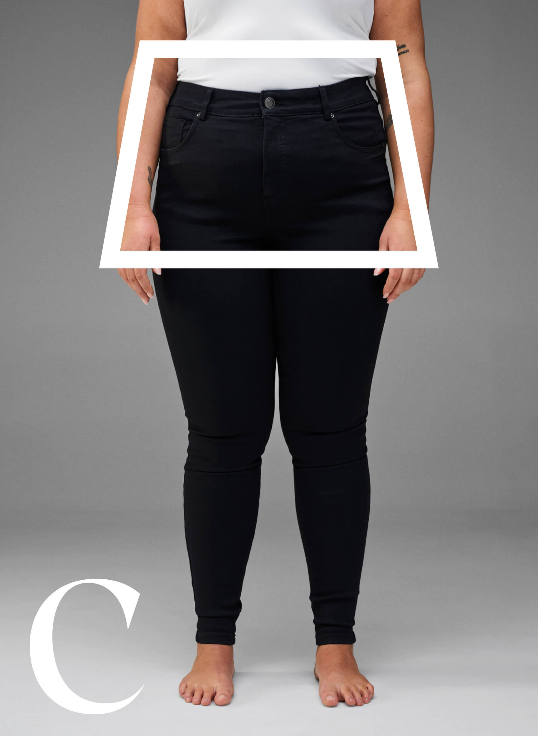 Zizzi Super smalle jeans met hoge taille, Black, Model image number 2