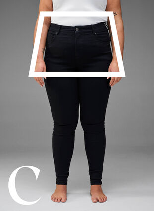Super smalle jeans met hoge taille, Black, Model image number 2