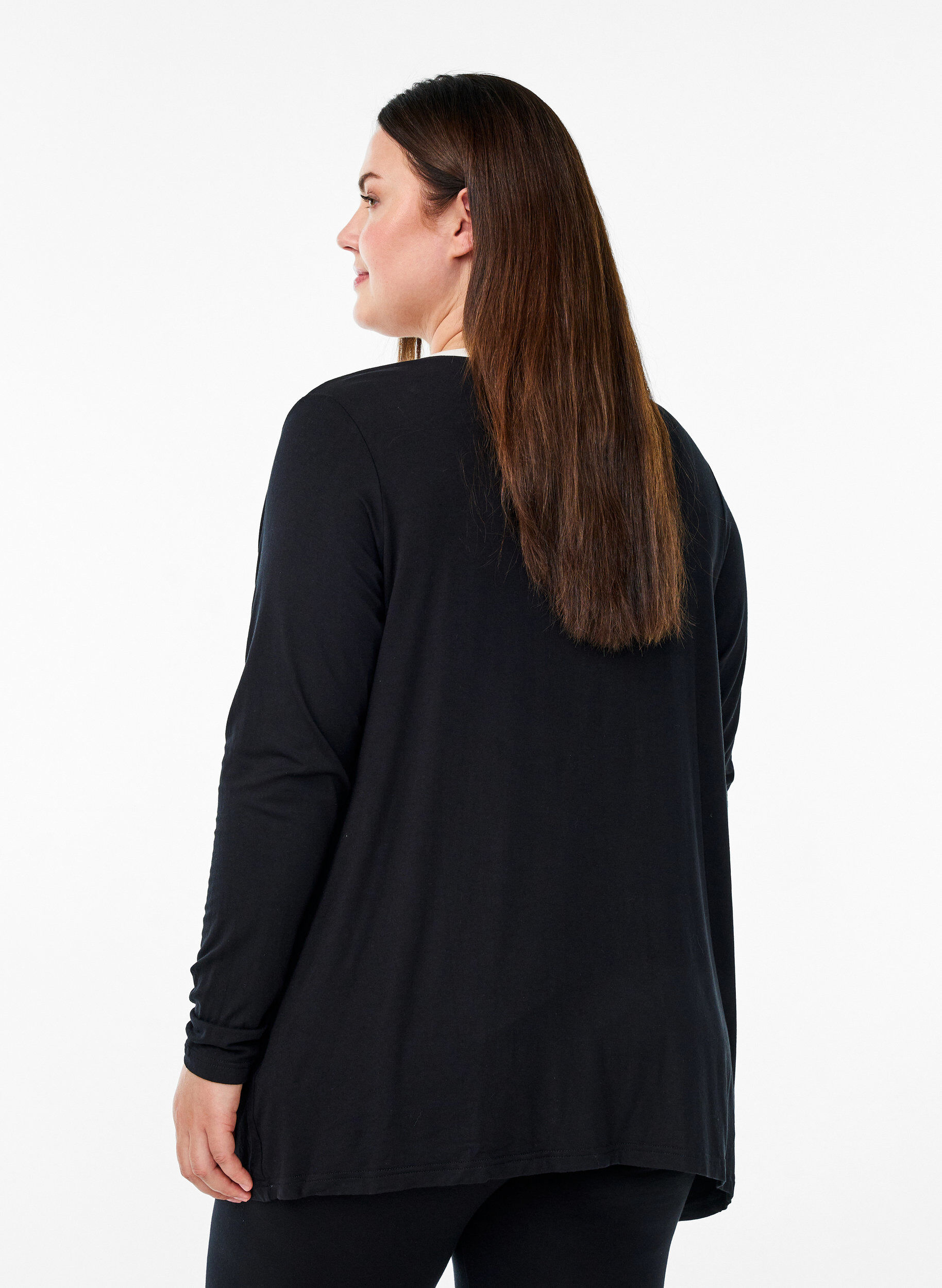Zizzi Korte kimono in viscose, Zwart, Model image number 2