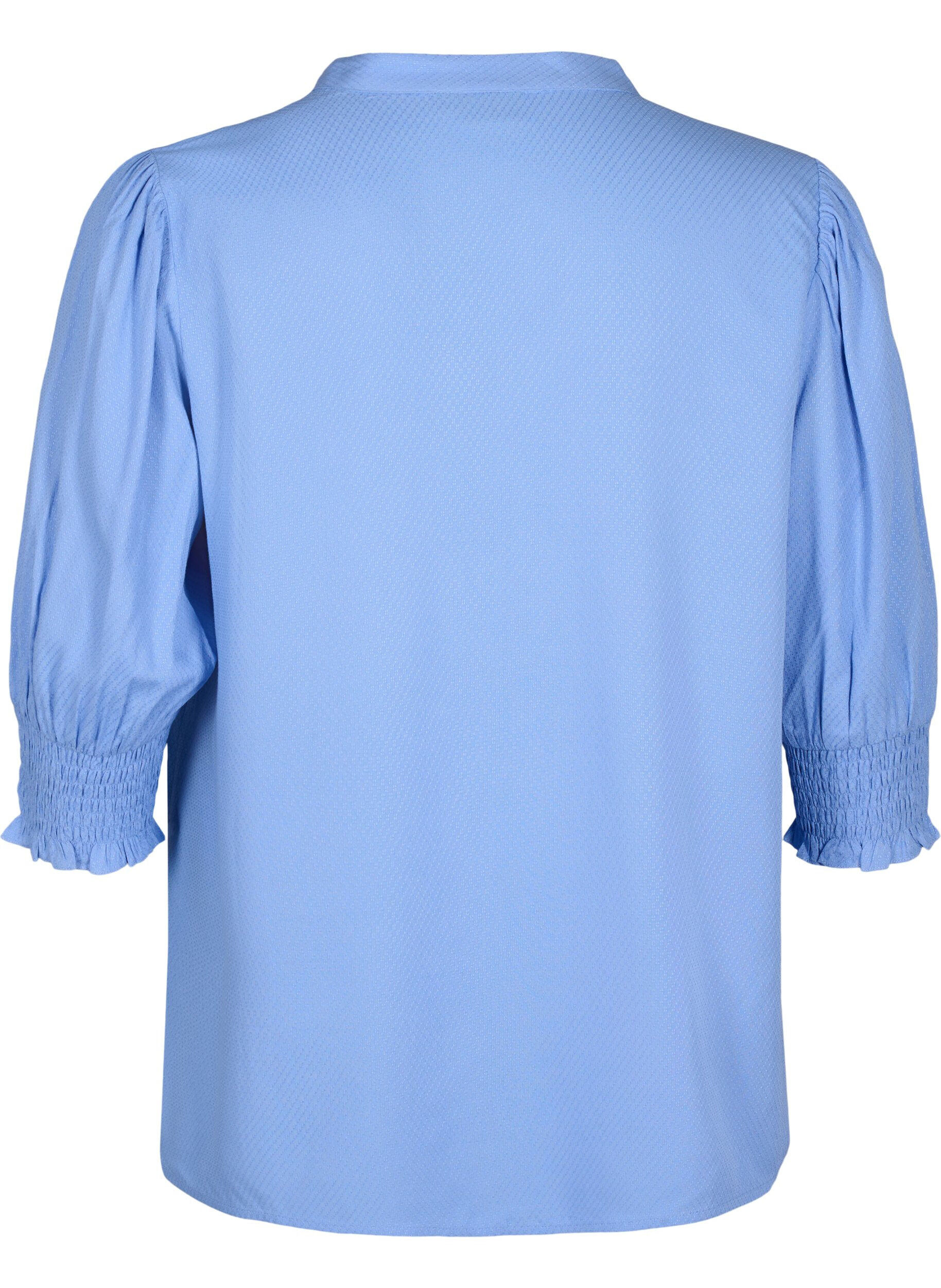 Zizzi Viscose blouse met smok en ruches, Cornflower Blue, Packshot image number 1