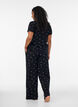 Pyjamabroek met geribde textuur en bloemenprint, Zwart, Model image number 2