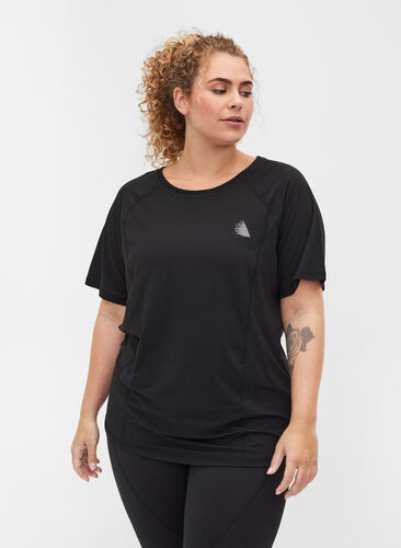 Basic sportief t-shirt met reflectoren, Black, Model image number 0