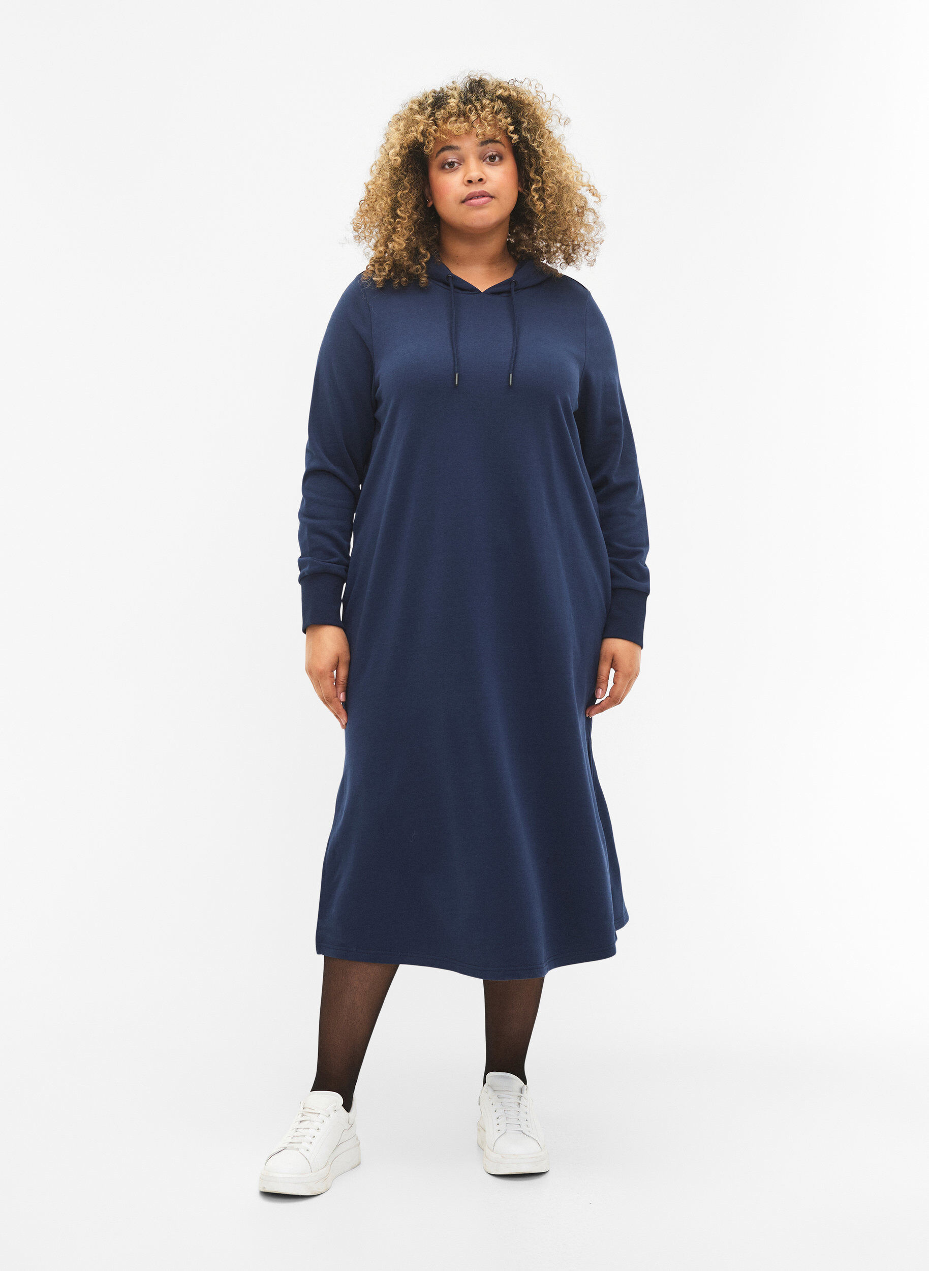 Zizzi Sweaterjurk met capuchon, Dress Blues, Model image number 0