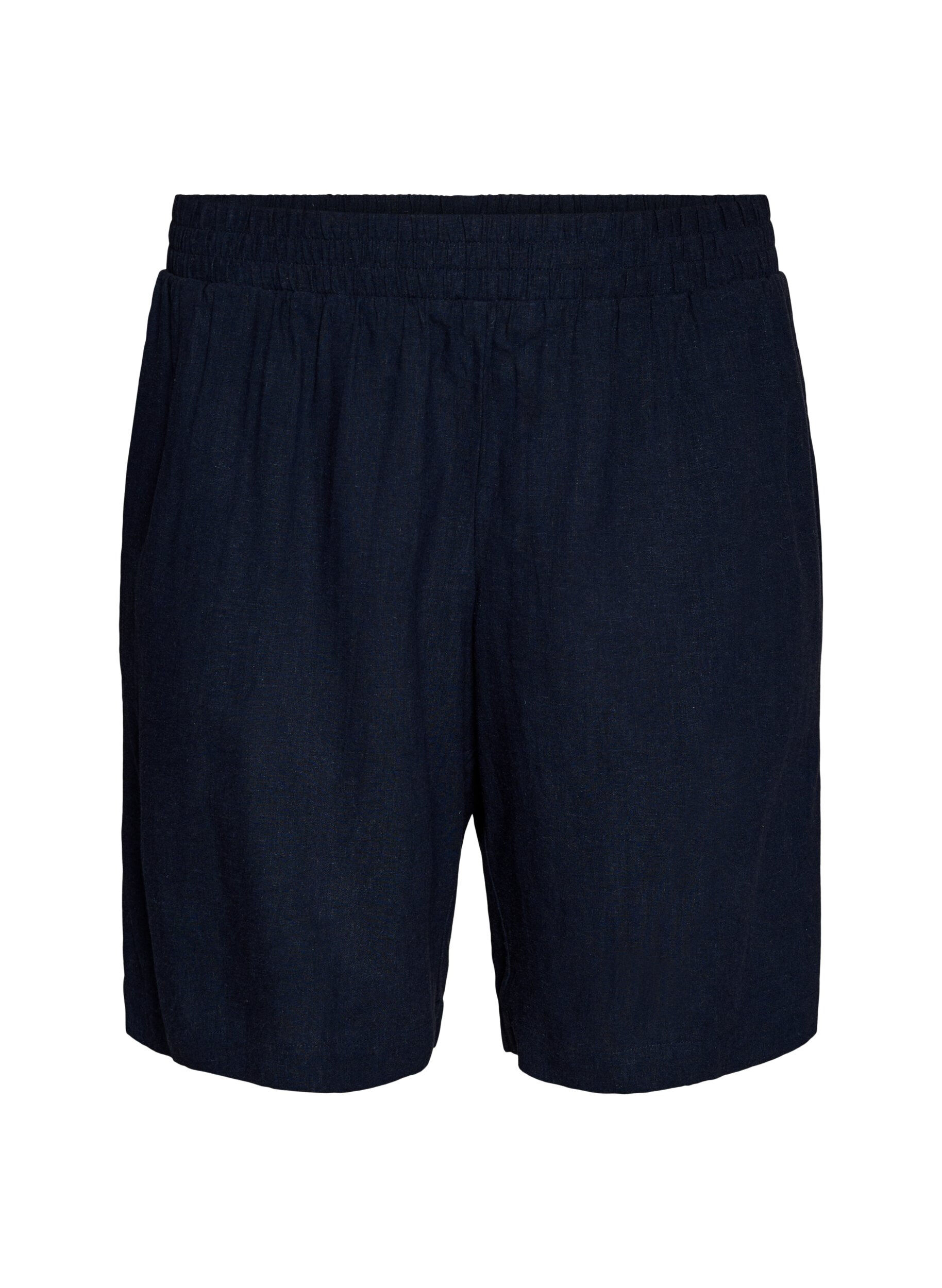 Shorts met hoge taille in linnen en viscose