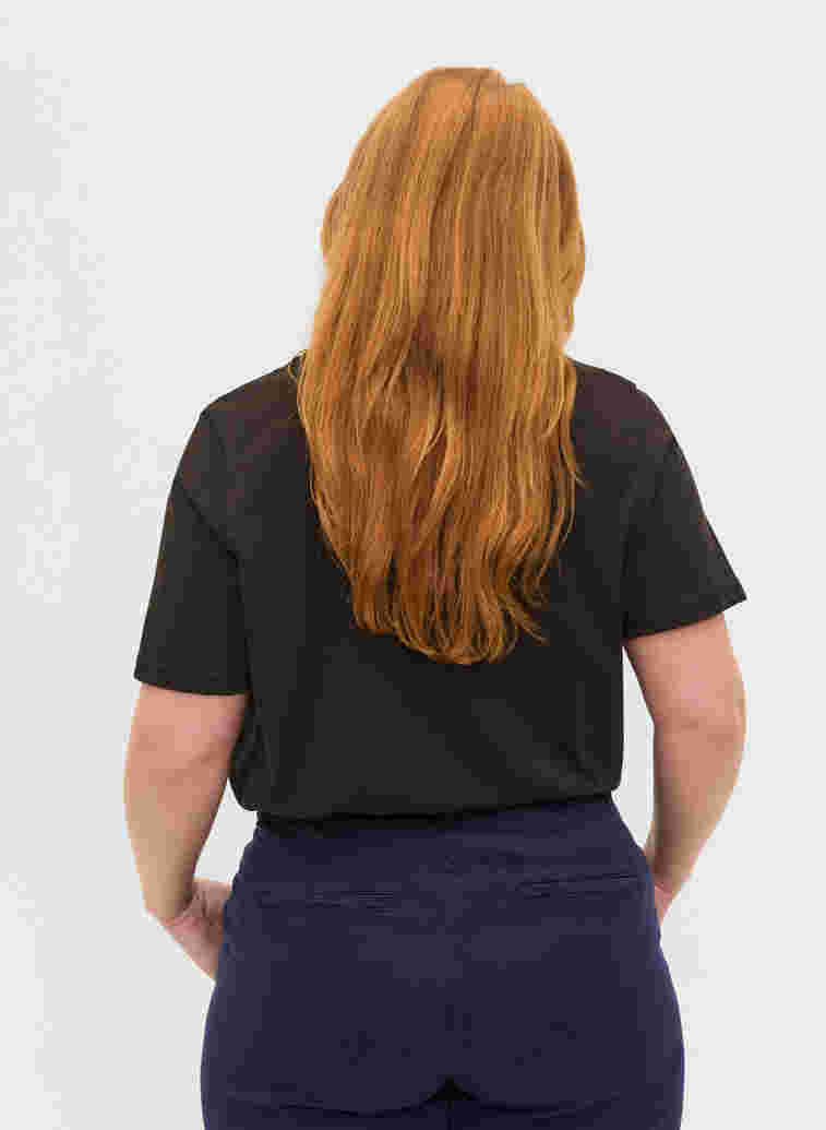 Katoenen t-shirt met korte mouwen en print, Black, Model image number 1