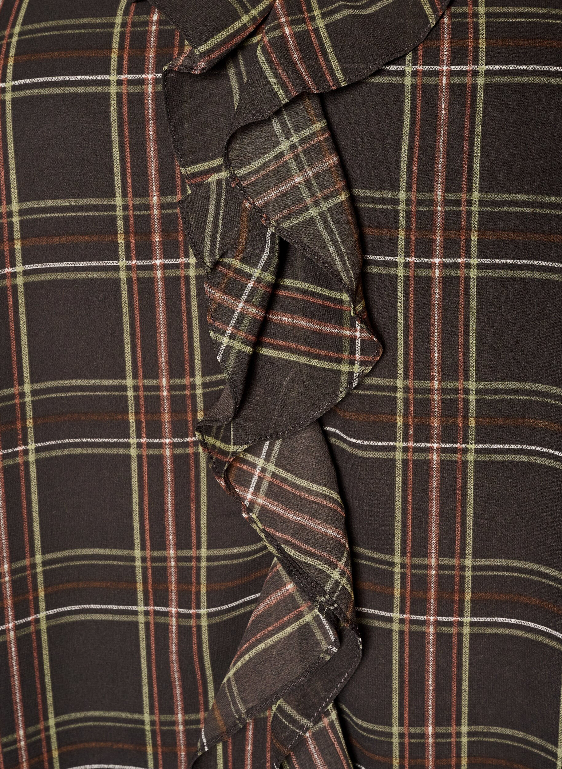 ZizziBlouse met ruit en ruches details, Groen, Packshot image number 2