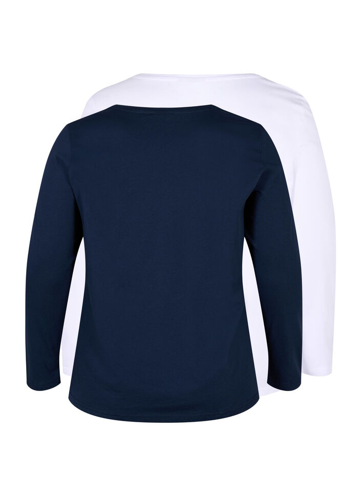 Set van 2 basic tops in katoen , Navy B/B White, Packshot image number 1