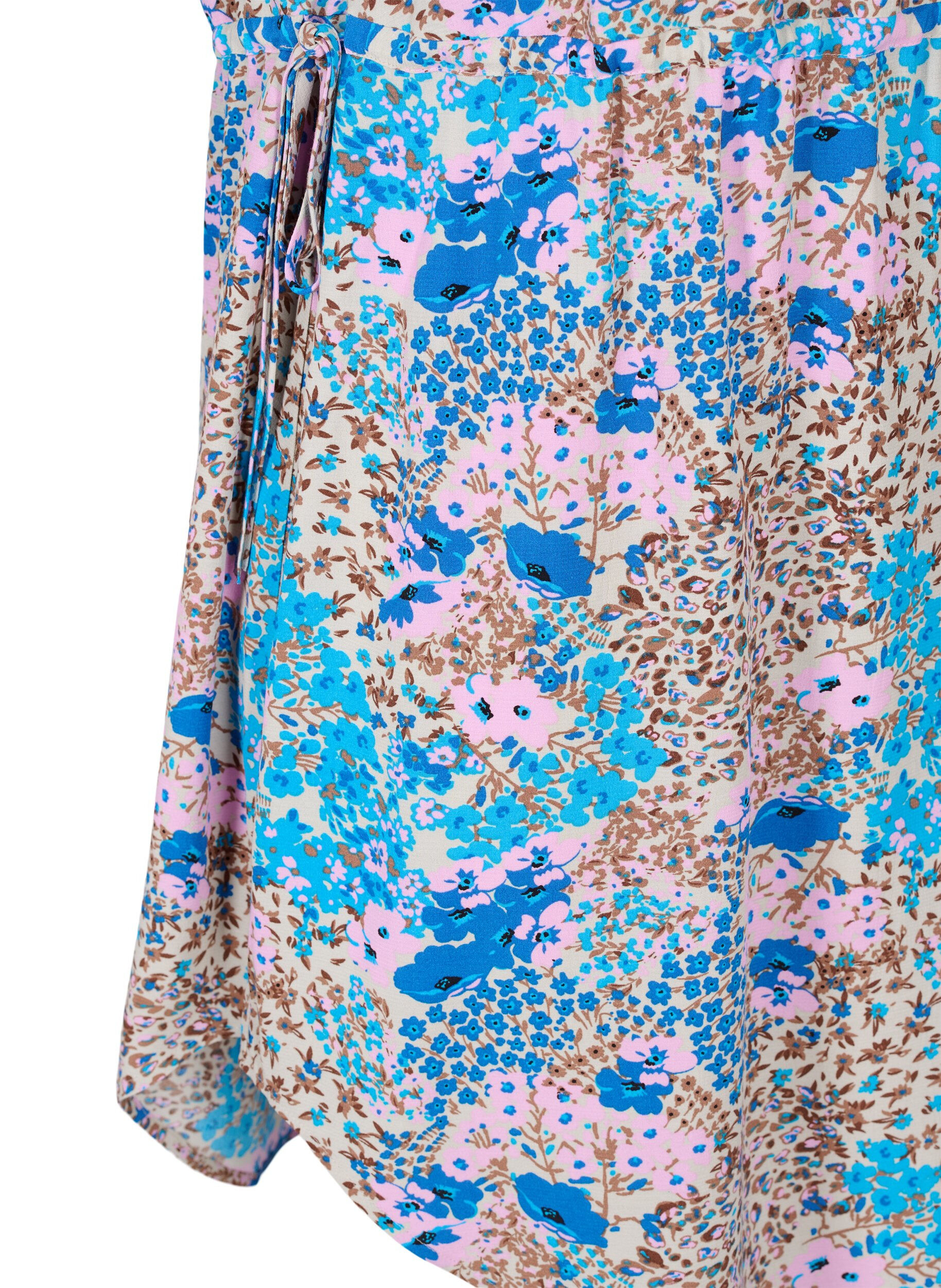 Zizzi Jurk met koord details en patroon, Blue Rose Flower, Packshot image number 3