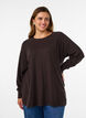 Gebreide top met ronde hals en ingebreid patroon, Bruin, Model image number 0