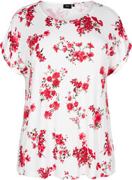 T-shirt met bloemenprint, Rood