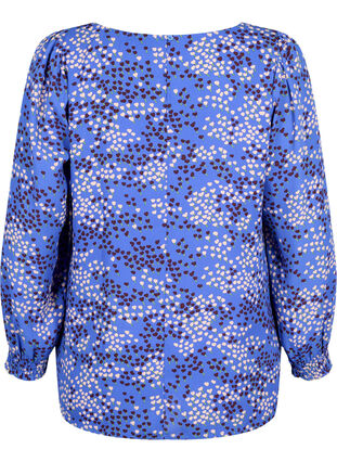 FLASH - Blouse met lange mouwen, smok en print, Dazzling Blue AOP, Packshot image number 1