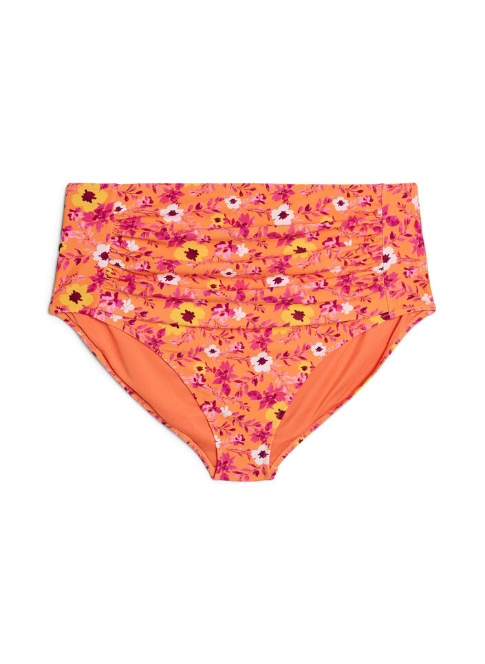 Hoge taille bikinibroekjes met patroon, Oranje, Packshot image number 0