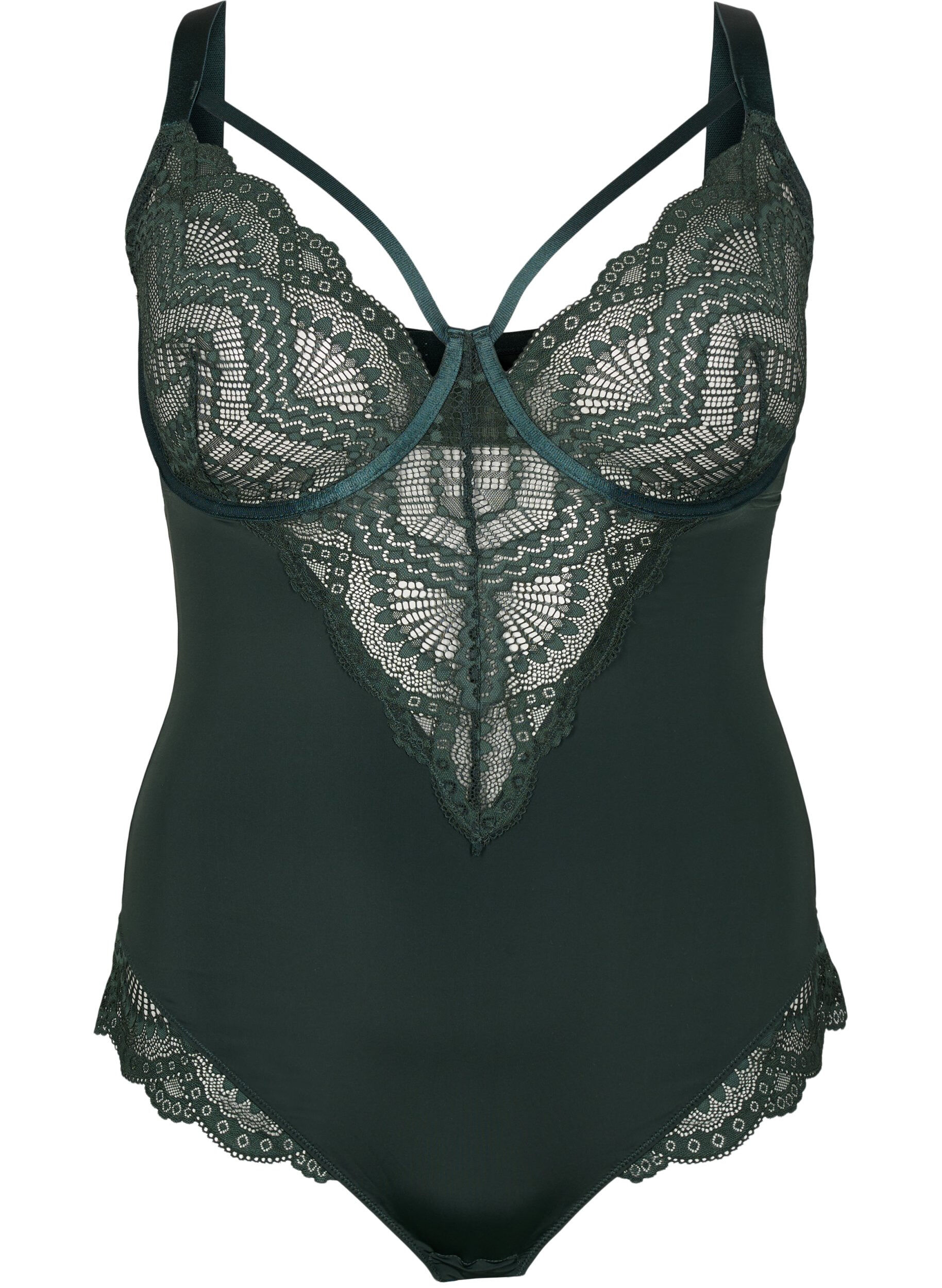 Zizzi Bodystocking met beugel en stringdetail, Scarab, Packshot image number 0
