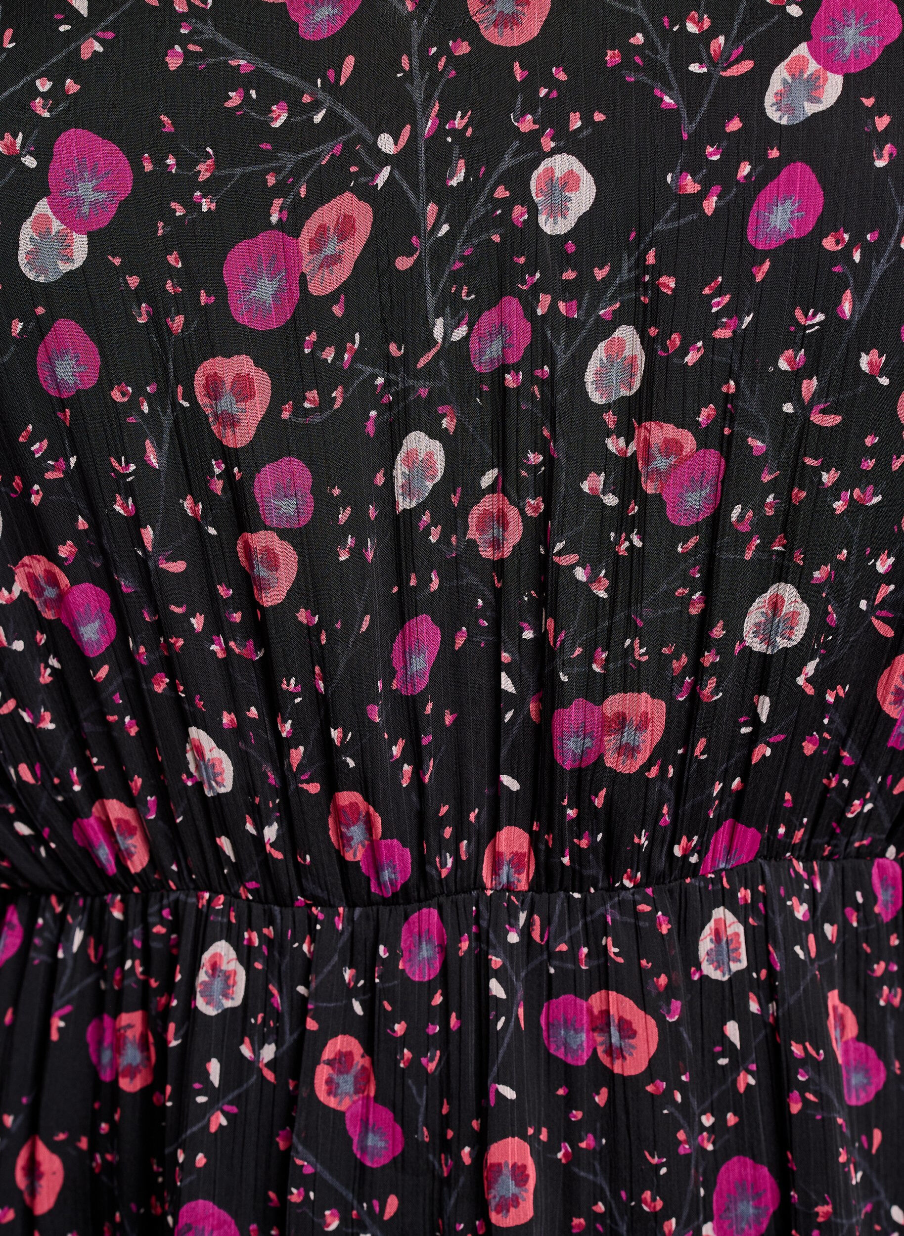 Zizzi Chiffon jurk met bloemenprint en lange mouwen, Zwart, Packshot image number 2