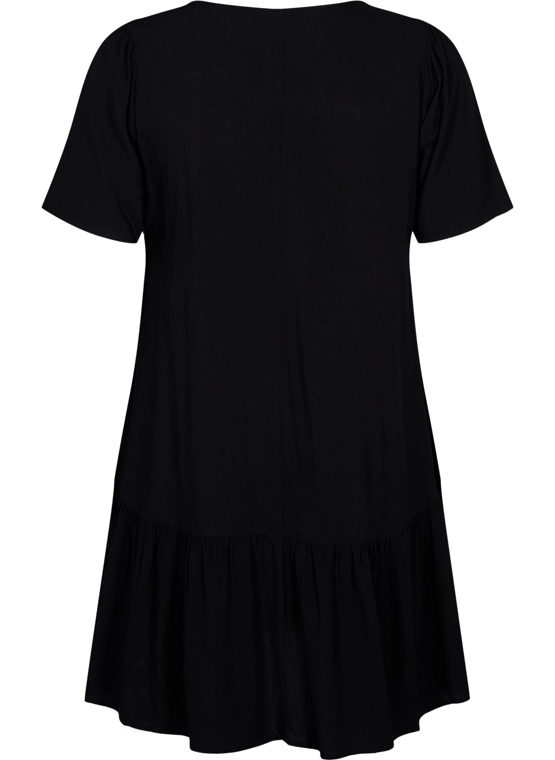 ZizziJurk van viscose met coupenaad, Zwart, Packshot image number 1