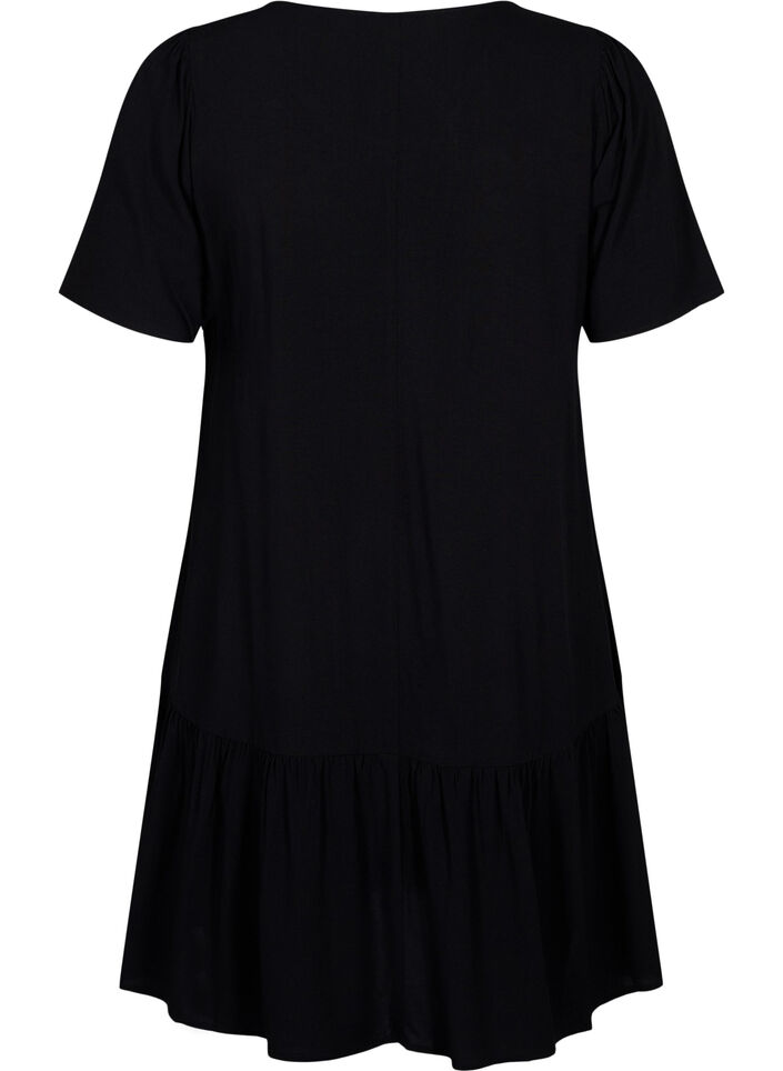 Jurk van viscose met coupenaad, Zwart, Packshot image number 1
