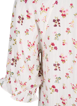 Gebloemde viscose blouse met halve mouwen, B. White Rose Flower, Packshot image number 3