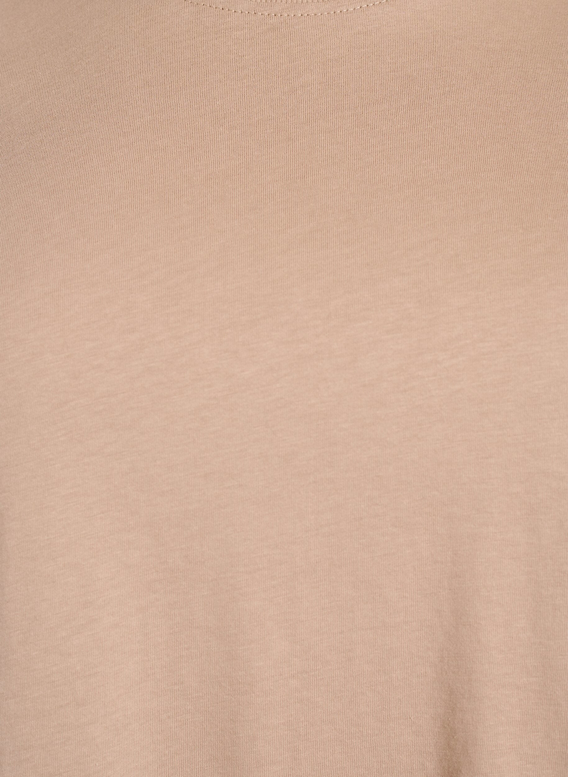Zizzi Basic katoenen T-shirt met ronde hals, Beige, Packshot image number 2