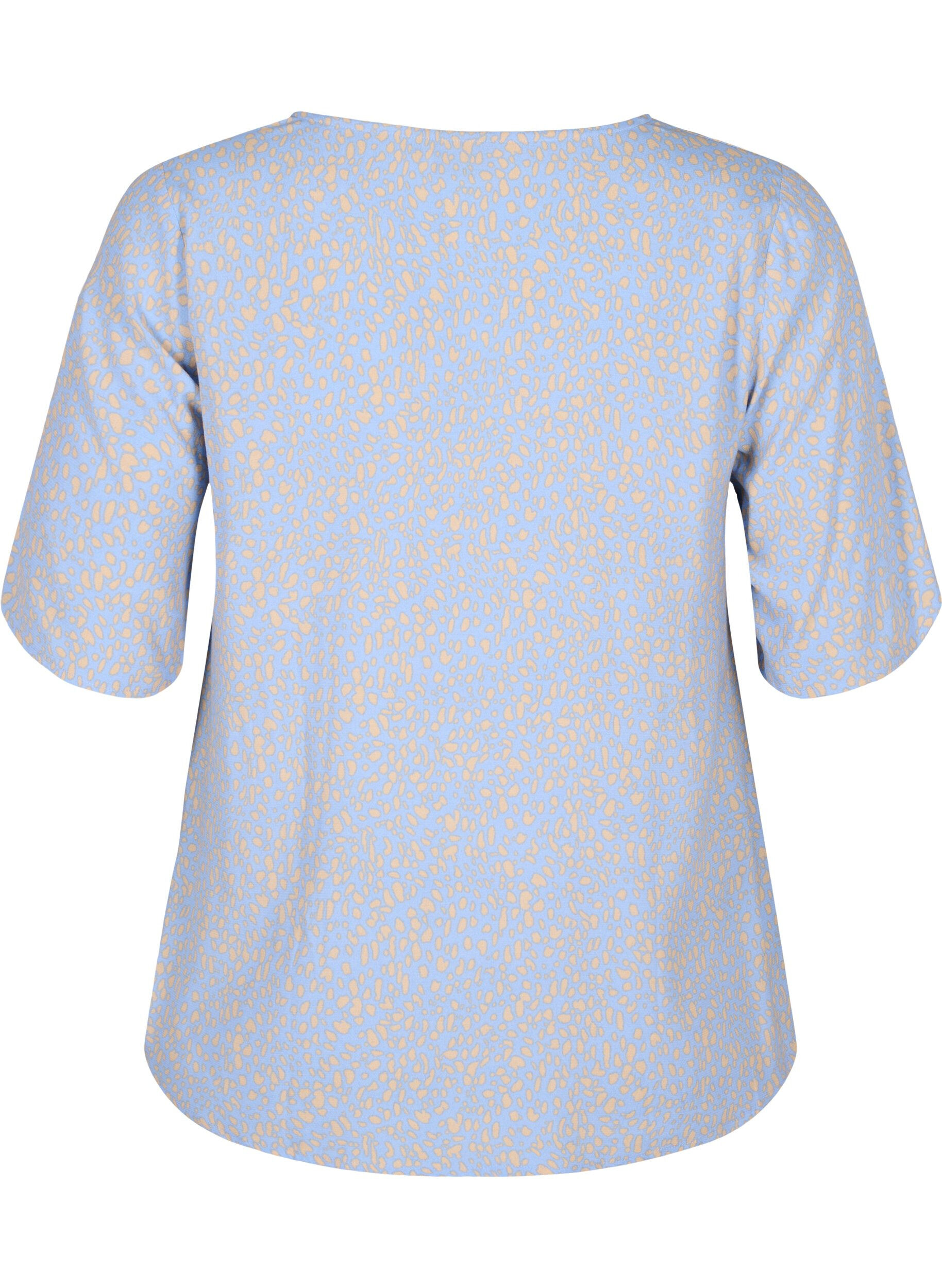 Zizzi V-hals blouse van viscose met print, Blauw, Packshot image number 1