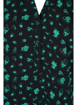 Top met korte mouwen en v-hals, Green Flower AOP, Packshot image number 2