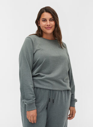 Gaaf sweatshirt met print, Balsam Green Mel, Model image number 0