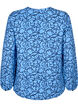 Blouse met lange mouwen met patroon en knopen, Blauw, Packshot image number 1