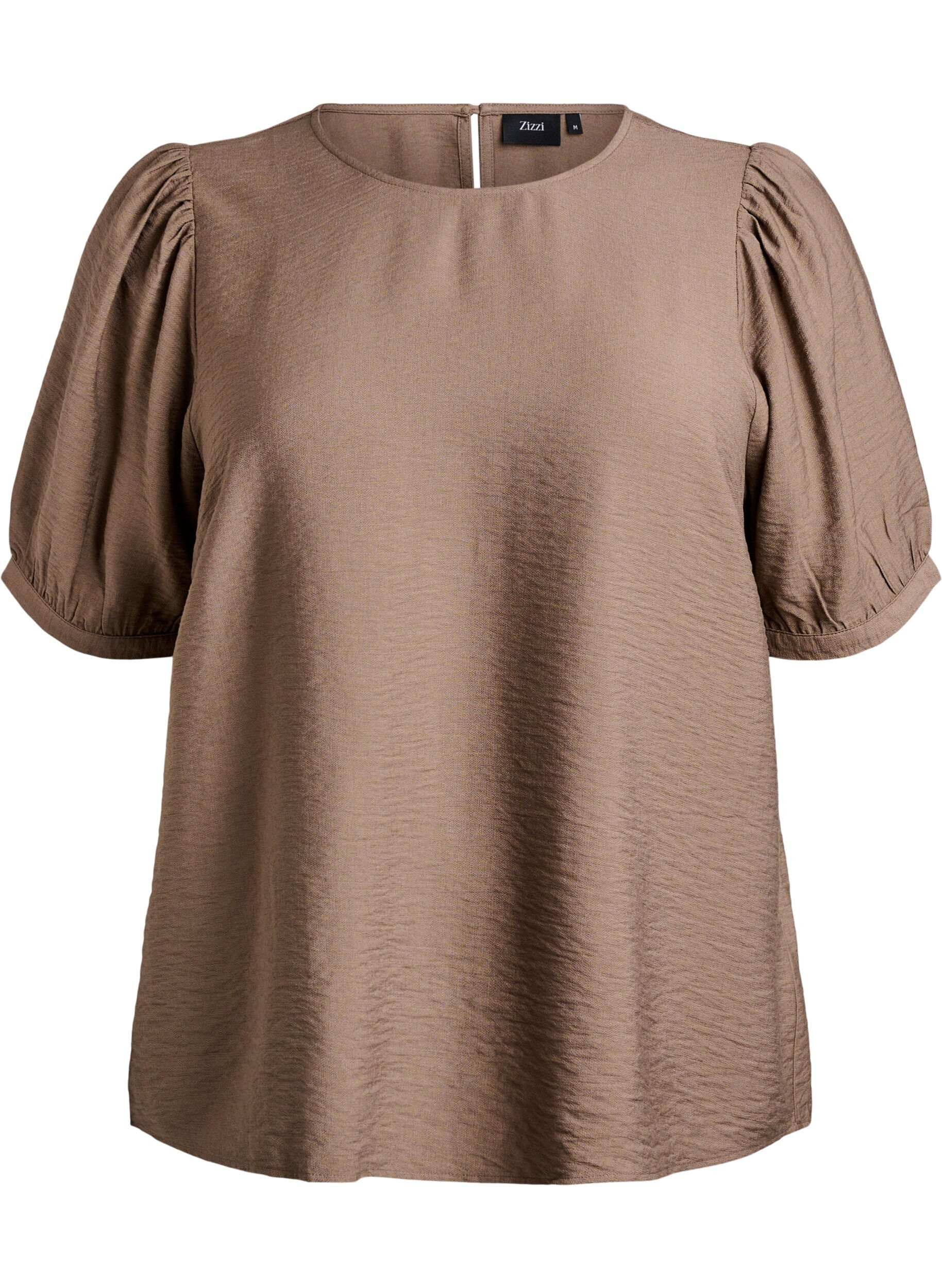 Zizzi Viscose blouse met 1/2 mouwen, Bruin, Packshot image number 0