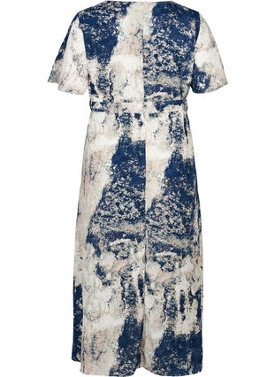 Midi-jurk met korte mouwen en print, Twilight Blue AOP, Packshot image number 1