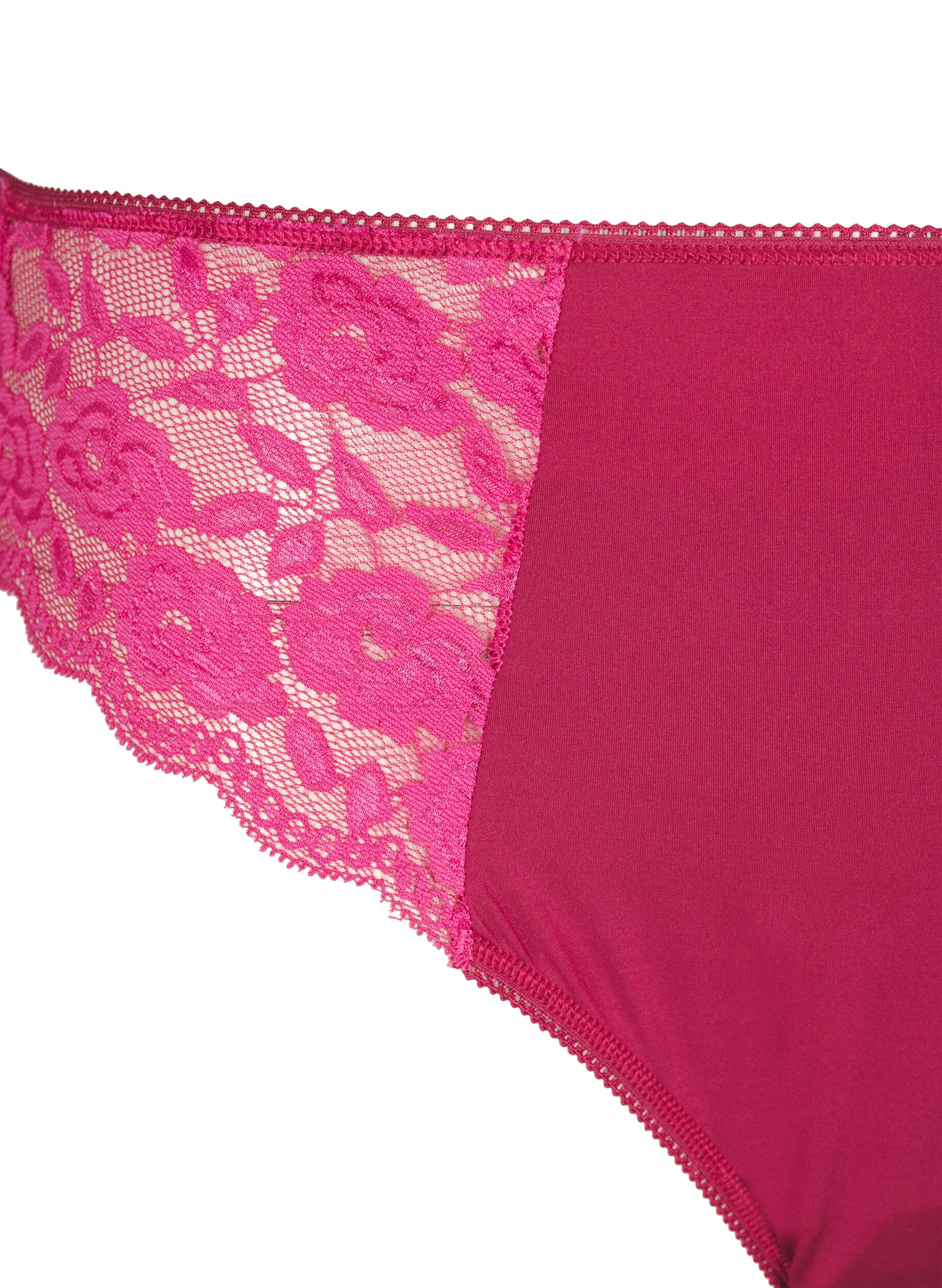 Zizzi Braziliaans microfiber slipje met kant, Rood, Packshot image number 2